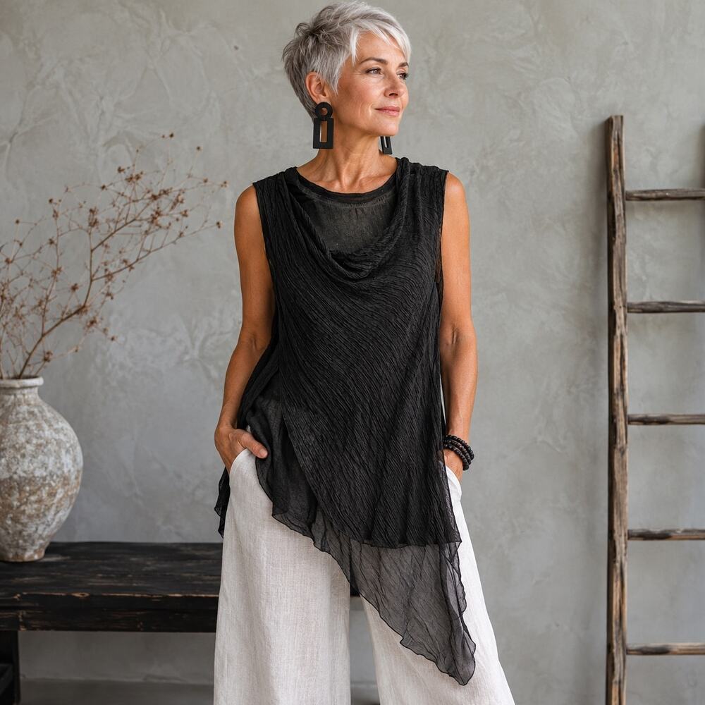 Soft Surroundings Gray Distressed Tank Small